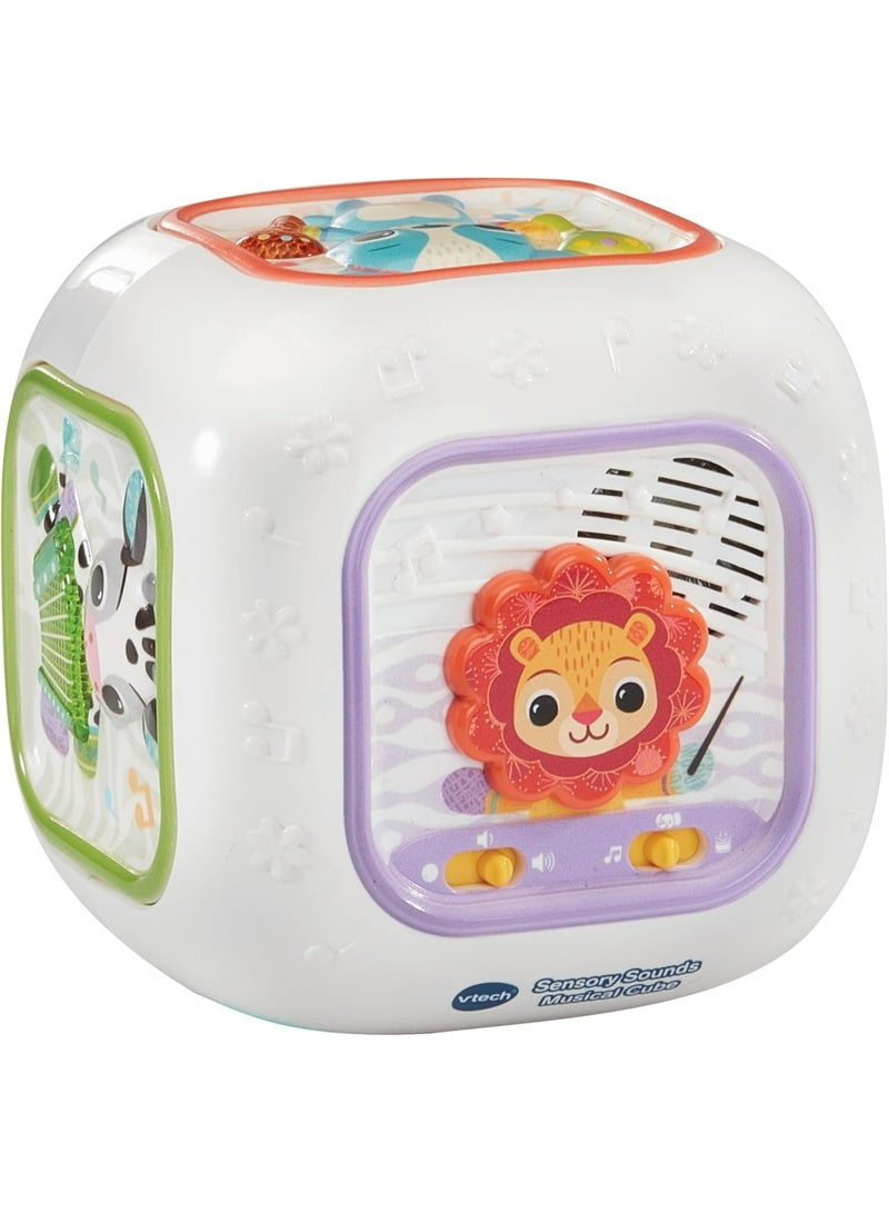 VTech Baby Sensory Sounds Musical Cube – Interactive Baby Toy with Nursery Rhymes, Classical Tunes & Textured Manipulatives | Teaches Animals & Instruments | For Ages 3–18 Months+ - Image 3